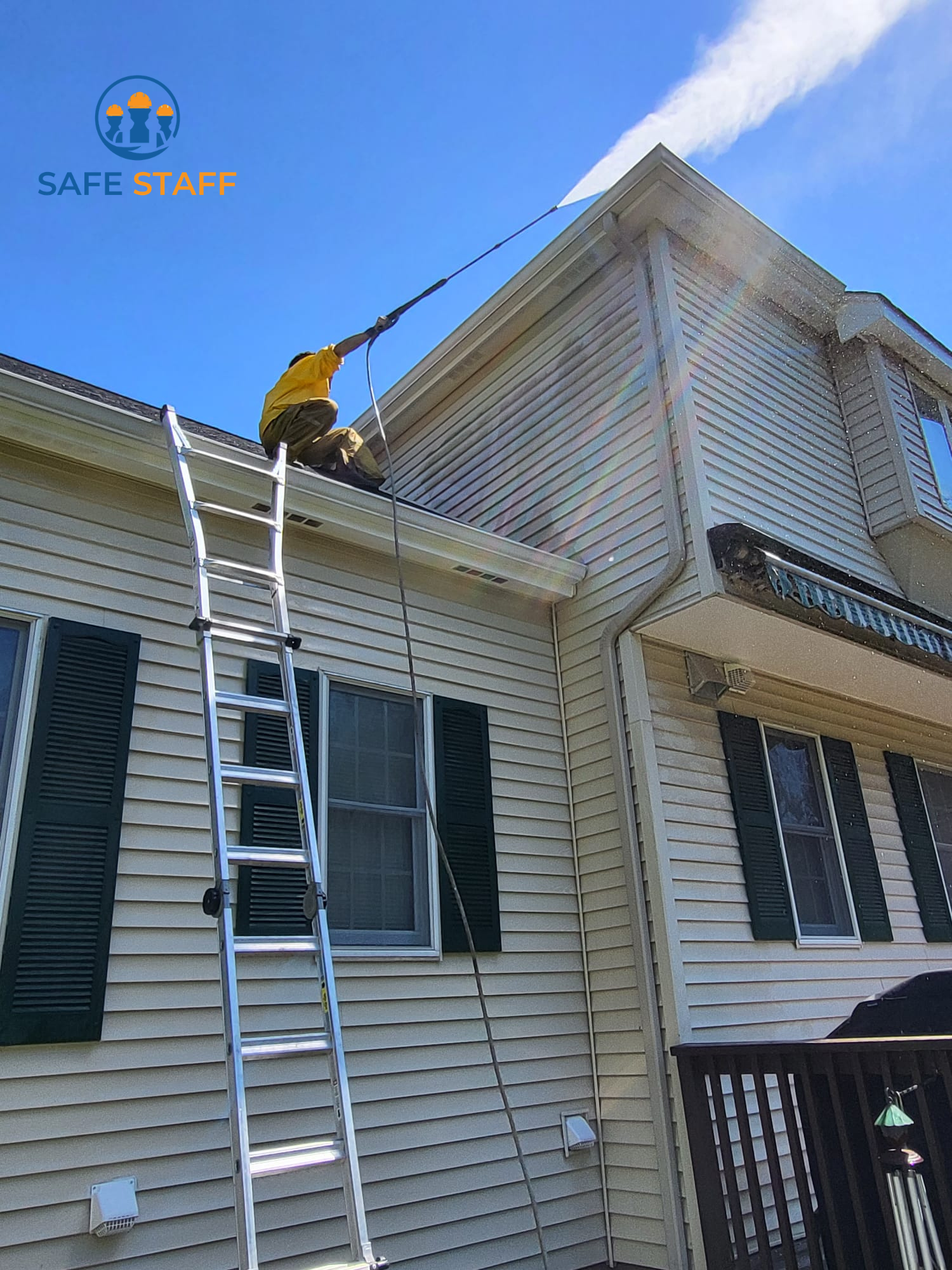 Pressure washing in progress | Safe Staff Property Management